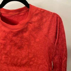 Lululemon technical long sleeve. Poppy red floral pattern (size 6)